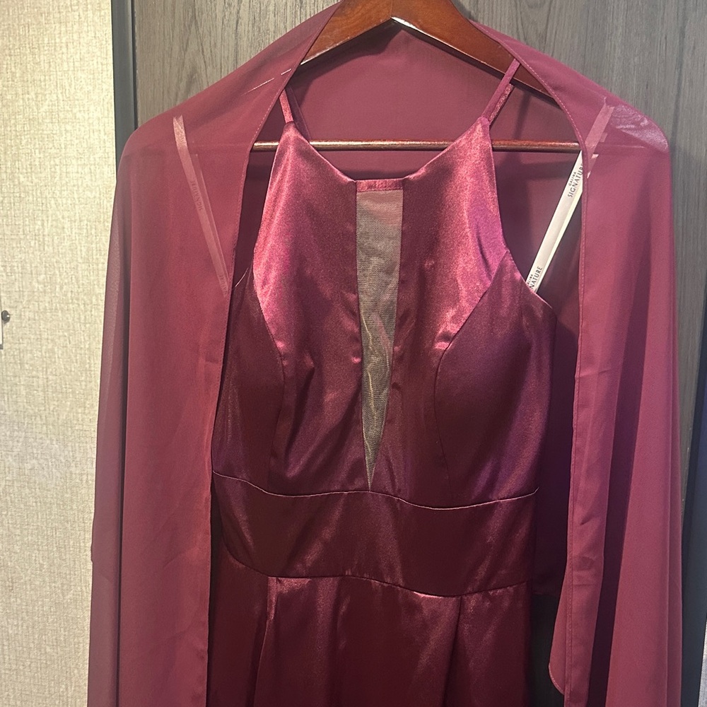 Signature Deep Red Dress with Elegant Overlay